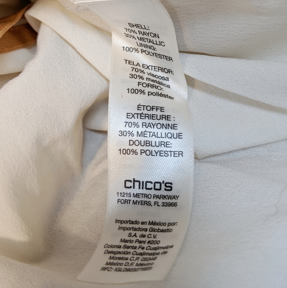 CHICO'S Copper Mesh over Polyester Shell Sz 2... - Picture 16 of 16